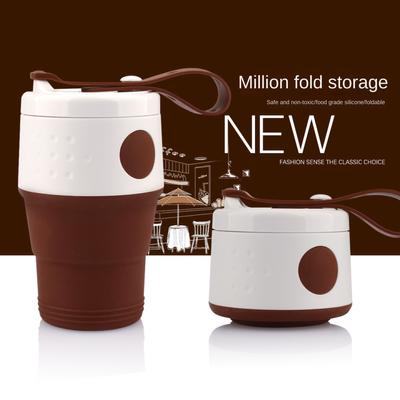 Neu Klapp Silikon Kaffee Tasse Outdoor Reise Nicht-Slip Band Deckel Tragbare Verstellbare Tasse