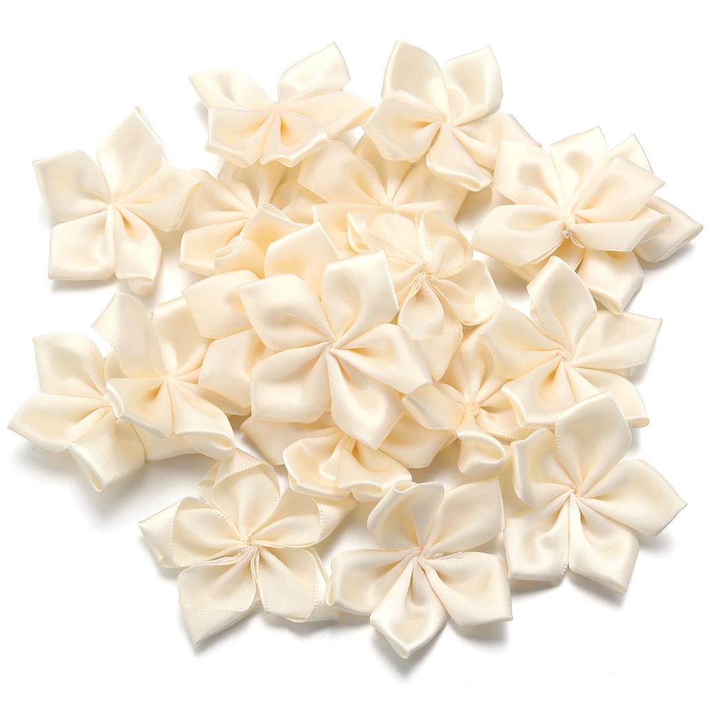 20 Stück 6cm Satinband Blume Bunt Künstliche Stoff Fünfblättrige Blumen Für DIY Hochzeit Kleidung Nähen Kopfschmuck Dekoration