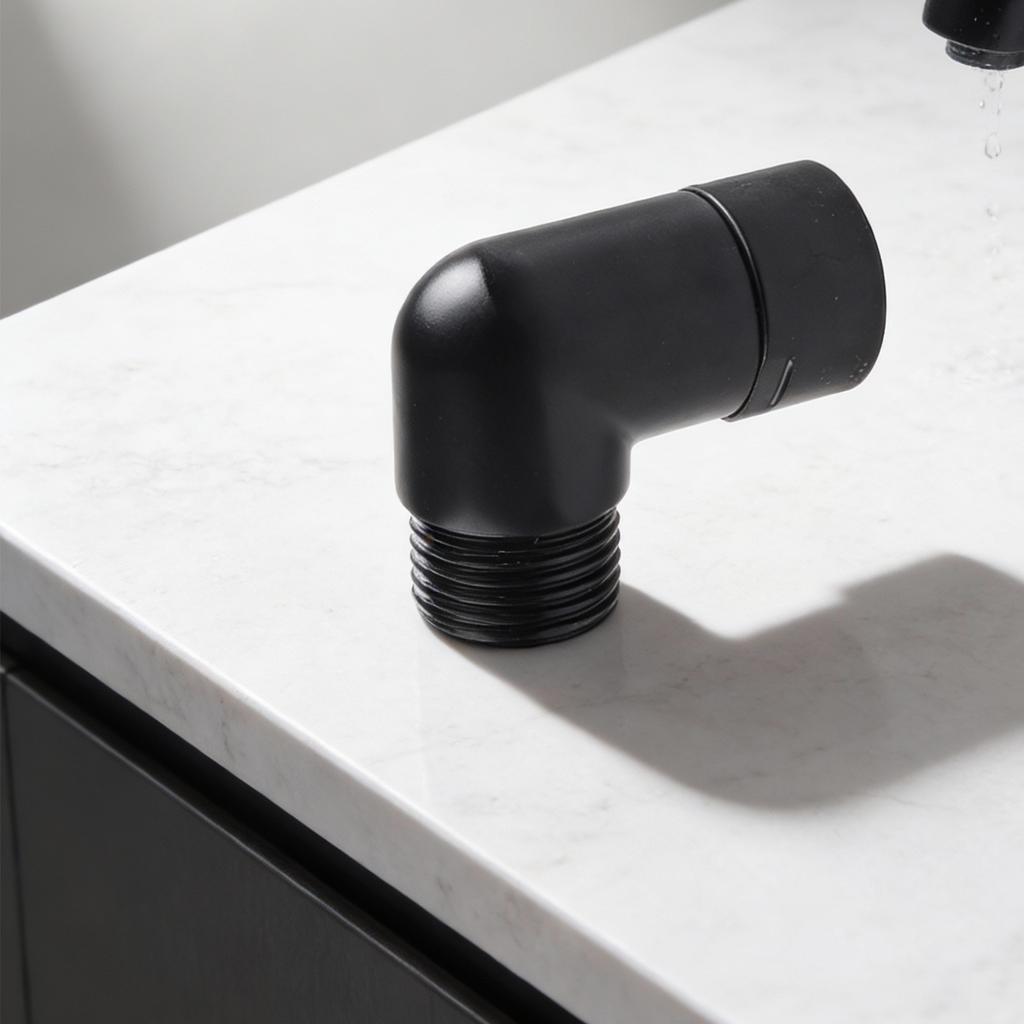 Zubehör Winkel-Duschverbinder Schwarz Duscharmatur Starke Verbindung Hält rauen Elementen stand Badezimmer-Upgrade