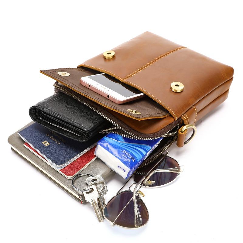 Umhängetasche Vielseitige Retro-Einzel-Schultertasche Modische Freizeittasche aus echtem Leder mit großem Fassungsvermögen
