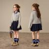 ASK JUNIOR Girls' Plaid Collar Layered Look Sweatshirt