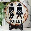 2D Flat Round Vintage Toilet Aluminum Sign, Male & Female Icons Bathroom Wall Decor for Home Office Public Restrooms