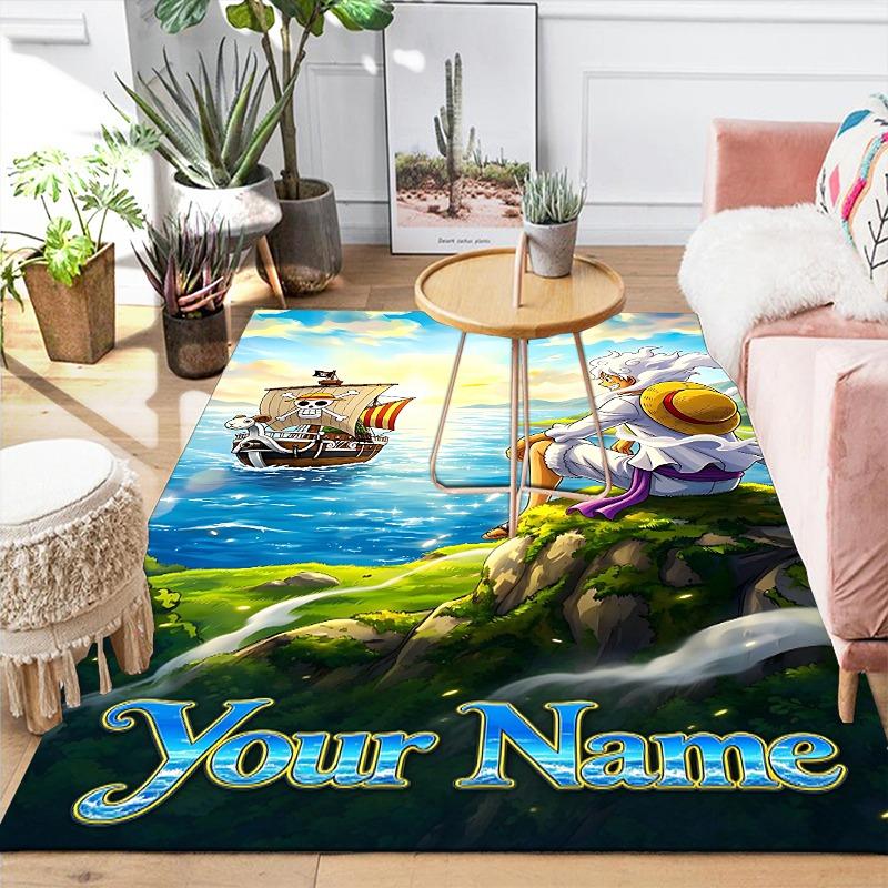 Custom 1Pc Fantasy Sea Voyage Flannel Personalized Rug Non Slip Floor Mat Soft Carpet for Living Bedroom Office Home Decor Gift