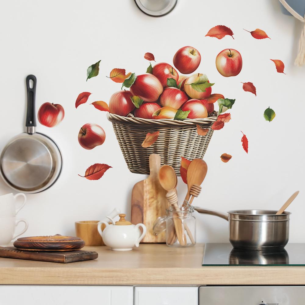 Bemalte Apfel Küche Restaurant Zuhause Hintergrund Verschönerung Dekoration Wandaufkleber
