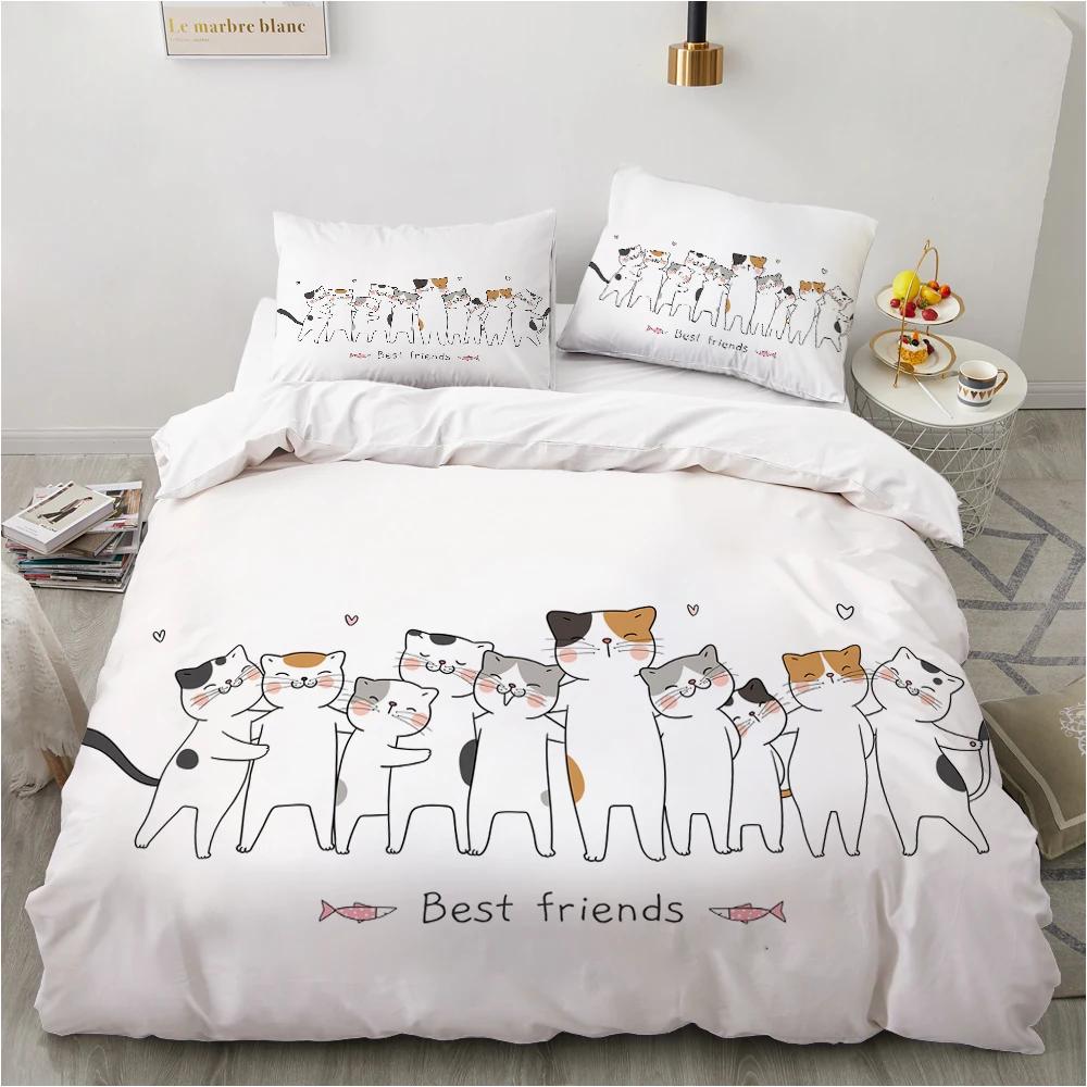 Comforter Animal Kitty Lovely Pet Pink Cat Cartoon Polyester Simple Style Theme Bedroom Decorations Children Girl