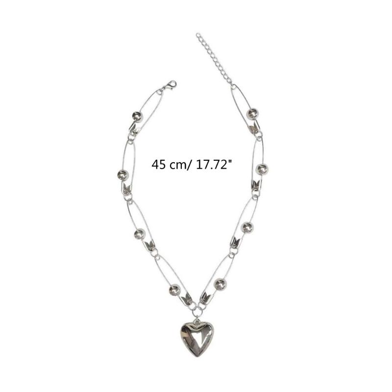 Exquisite Heart Necklace Romantics Metal Neck Chain Y2K Fashion Jewelry Safty Pin Splicing Necklace Women Girl