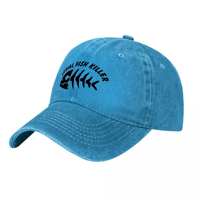 Animal Fish Killer Logo Washed Cotton Baseball Cap Classic Unisex Black Canvas Hat with Bold Graphic Print