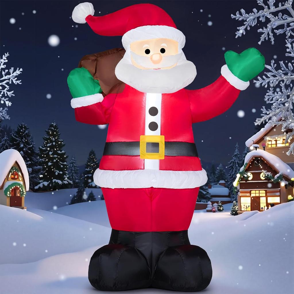 JOYFY 6 FT Christmas Inflatable Santa with Gift Bag Blow Up Xmas Decorations  for Christmas Yard Garden Lawn Winter Decorations