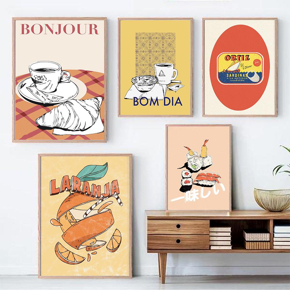 Japanese Food Poster Grocery Store Ramen Sushi Fruit Fish Can Wall Art Print Canvas Modern Kitchen Decor Retro Coffee Painting