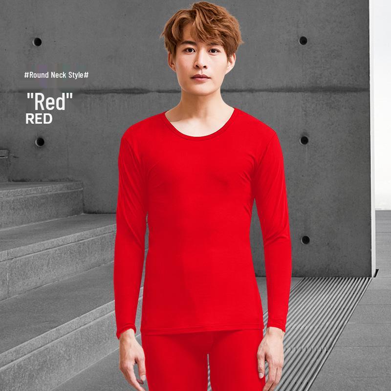 Men's Ultra-Thin Modal V-Neck Slim Fit Autumn Base Layer Set, Warm and Plus Size.