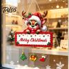 Christmas Wooden Hanging Ornaments Winter Sign, Elk Snowman Decorative Plaque, Sign Door for Holiday Party Home Decor Rustic