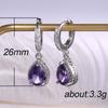Purple Teardrop Drop Earrings for Women Elegant Sparkling Hoop Jewelry