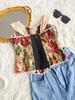 Retro Print French Fishbone European Slimming Outerwear Inner Layer Camisole Top