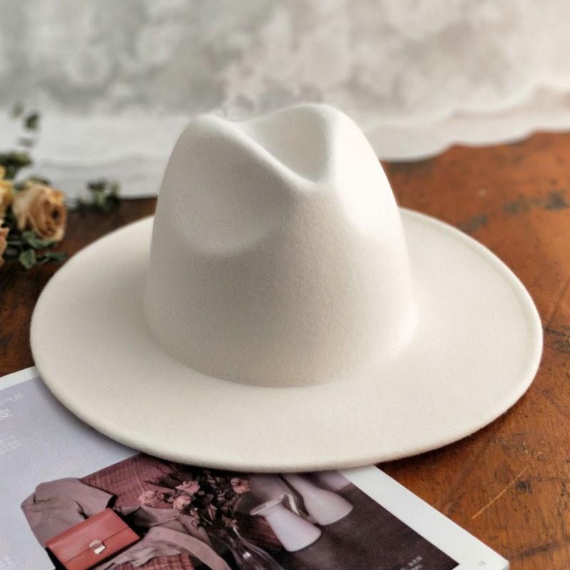 Womens Wool Felt Fedora Hat Wide