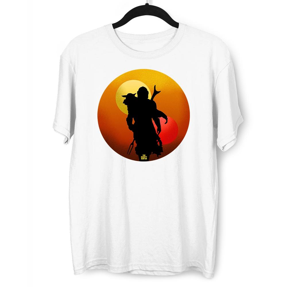 Mens Cotton Bounty Hunter Baby Yoda Mando Crew T Shirt L