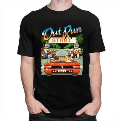Japanisches Renn-Videospiel Out Run T-Shirt Herren Vintage 80er Konsolen-Gaming Tops OutRun T-Shirt Lässiges Oversize-Tee