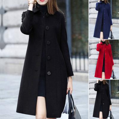 Damen-Mantel, mittellang, einreihig, einfarbig, Umlegekragen, elegant, weich, Strickjacke, Übergröße, warmes Revers, Winterjacke für die Arbeit