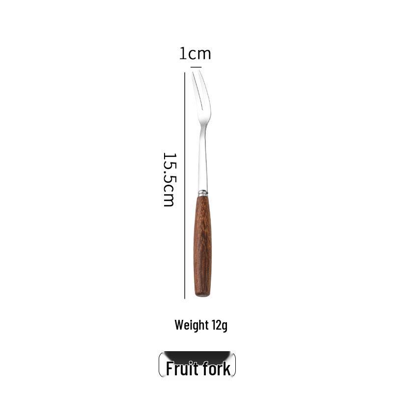Stainless Steel Cutlery Set with Wooden Handles: Spoon, Fork, Chopsticks, and Knife