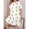 Women's Pajamas Plus Size Summer New Leopard Print Round Neck Loose Casual Mid Length Sleeping Dress