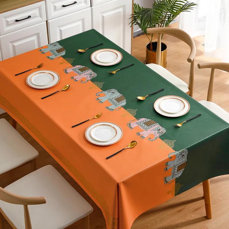 Neue hochwertige PVC-Tischdecke Wasserdicht Ölfest Verbrühschutz Einweg Leichter Luxus Rechteckige Tischdecke