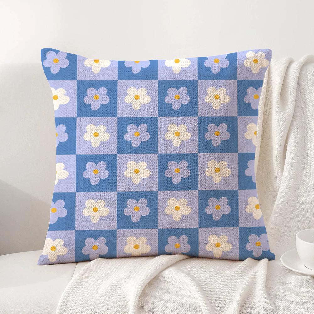 Sweet Geometrical Florals Cushion Cover Natural Linen Organic Fabric DoubleSided Printing Sofa Home Decor Gift Pillow Cover