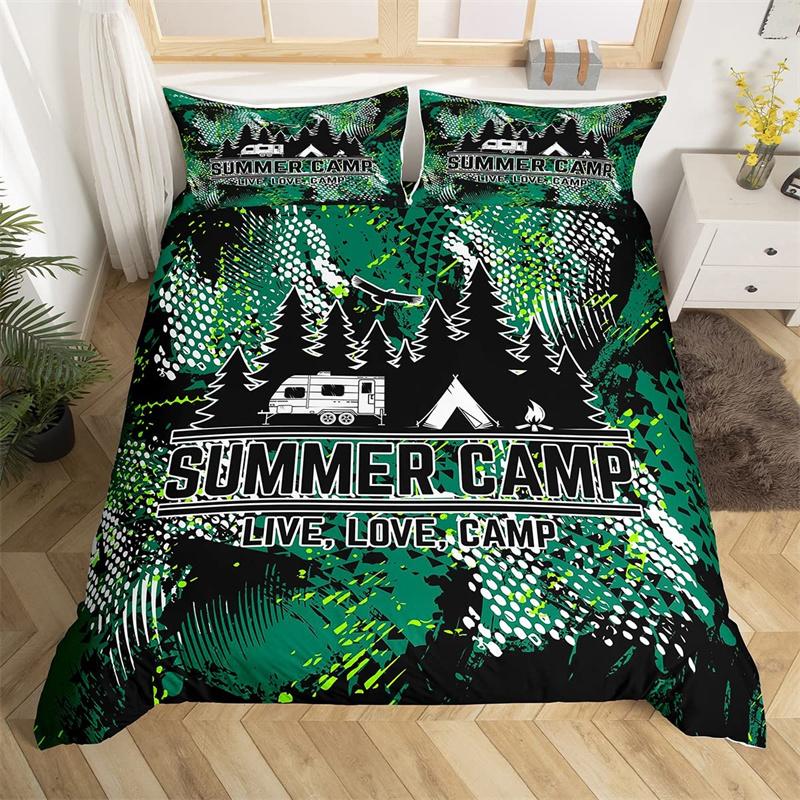 Camping Duvet Cover Galaxy Comforter Cover Microfiber Farmhouse Style Bedding Set King For Boys Girl Camper Lovers Birthday Gift