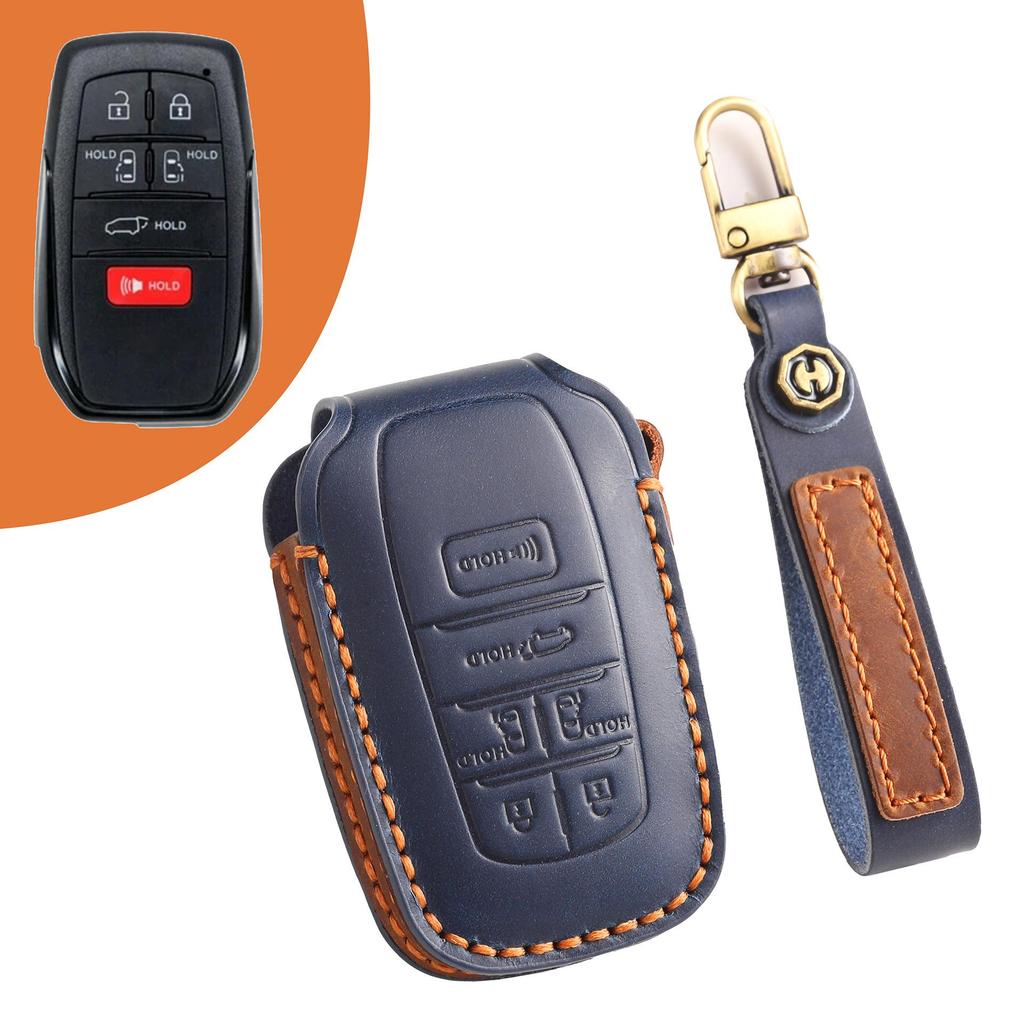 Leather Key Cover for Toyota Sienna, Tundra, Vellfire, and Alphard with Buckle