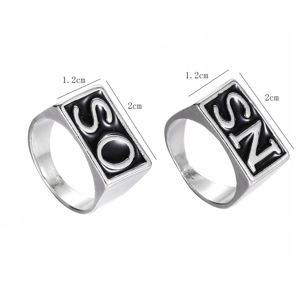 2pcs Sons of Anarchy TV SOA Cosplay SONS Rings SO NS Silver Mayans MC Steampunk Rock Punk Rings Men Cosplay Props Gifts 8