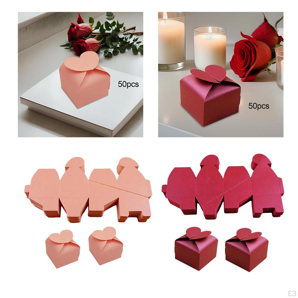 50Pcs Candy Boxes for Guests Paper Gift Collapsible Packaging Festival