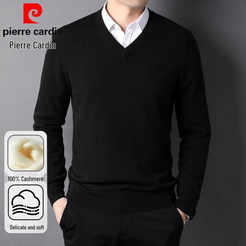Pierre Cardin Men s V-Neck 100% Cashmere Sweater 110 чёрный
