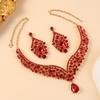 Elegant Rhinestone Teardrop Necklace & Earring Set - Luxury Bridal Jewelry
