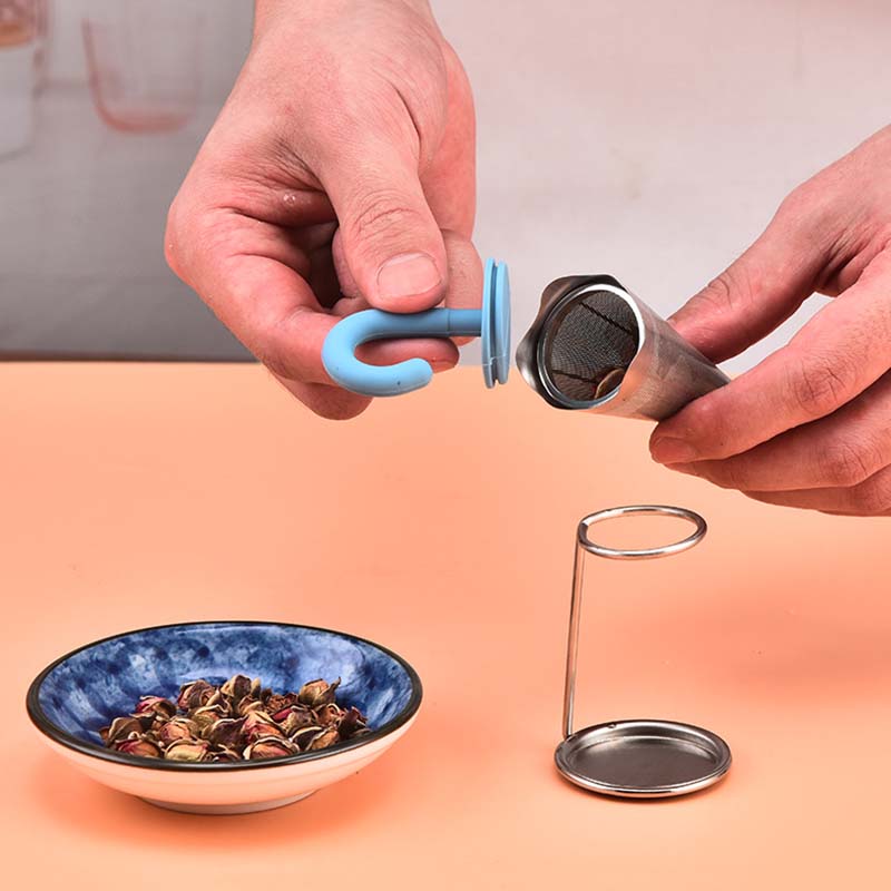 WTEMPO 2PCS Creative Umbrella Shaped Tea Strainers Silicone Stainless Steel Tea Filter Household Tea Filter