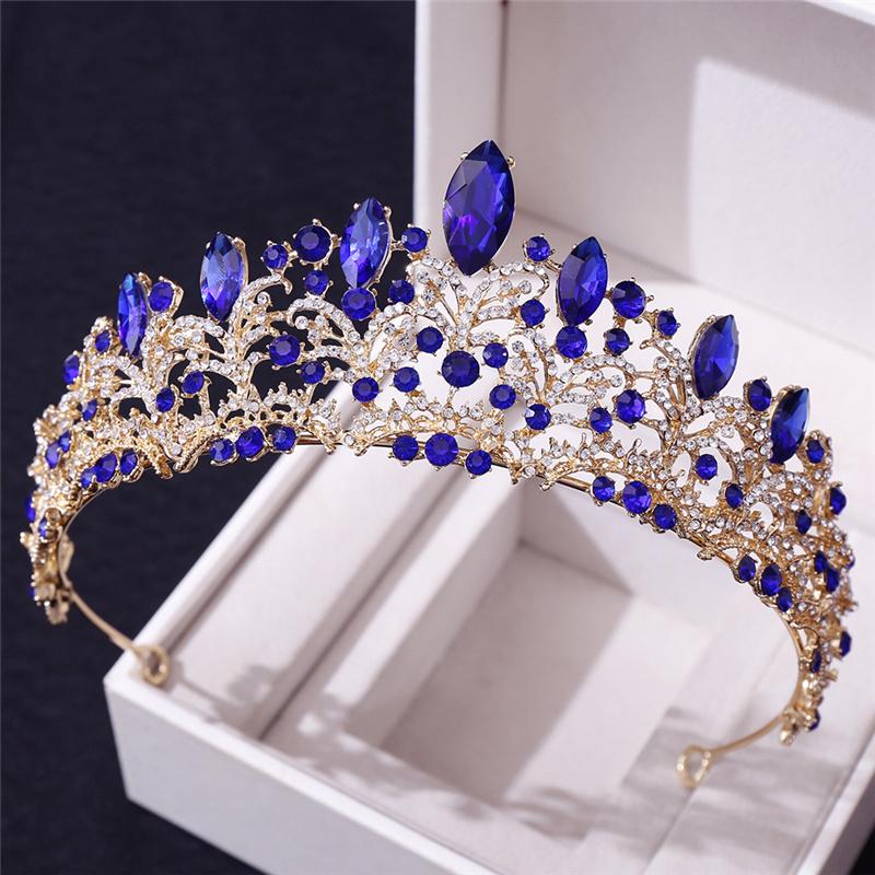 Baroque Gorgeous Crystal Red Tiaras Princess Crown for Prom Diadem Bride Headdress Queen Bridal Wedding Crown Hair Jewelry