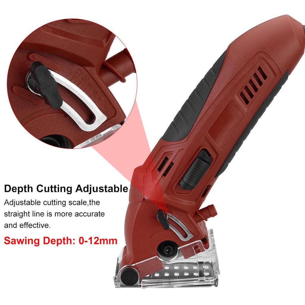 500W Mini Circular Saw Hand Tool Electric Wood Cutting Tool Vacuum Tube Tile Cutter DIY Power Tools with 3 Blades