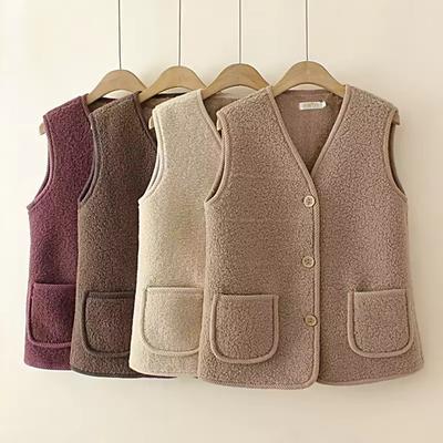 Winter Warm Fleece Vest for Mom Thickened Lamb Wool Waistcoat Outerwear for Elderly Women Autumn and Winter Plus Size Insulated