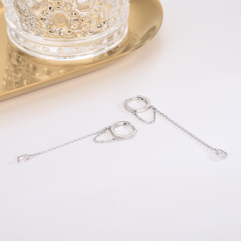 S925 Sterlingsilber Diamant Kreis Quastenohrringe - Lang Gesichtsschlank machend Japanischer & Koreanischer Stil