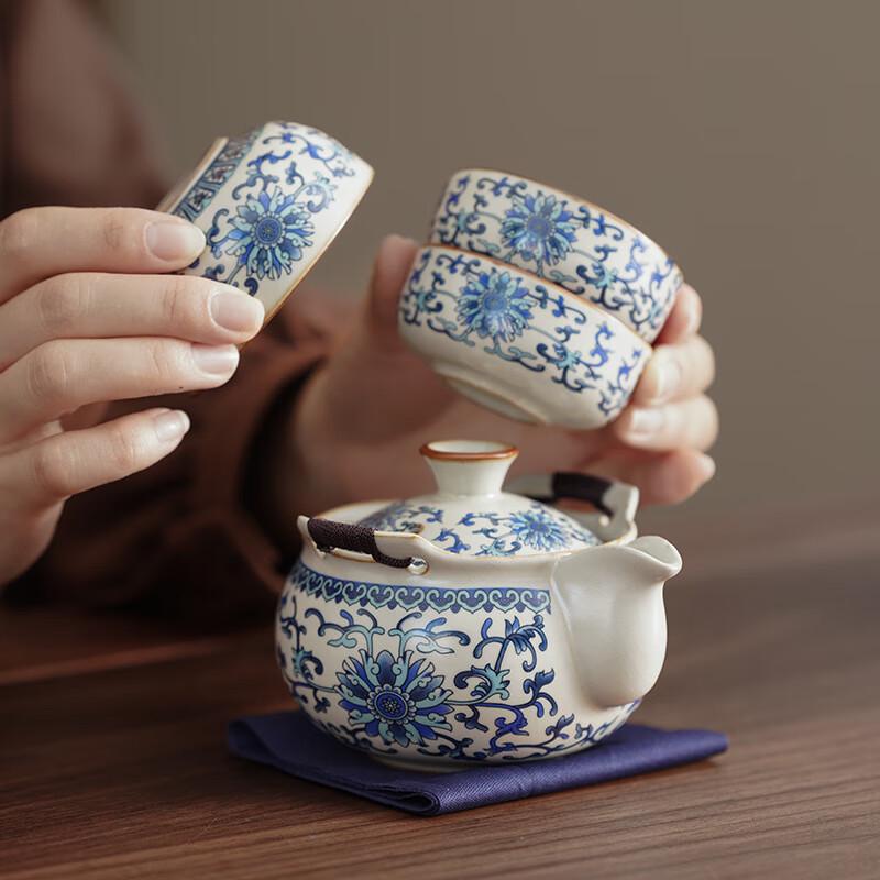 Minguang Ru Kiln Portable Ceramic Travel Tea Set