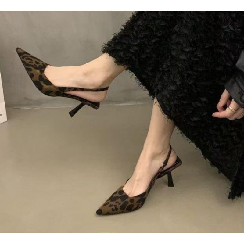 Fashion Shoes for Women 2025 New Large Size Shoes Pumps Autumn Leopard Print Pointed Toe Shallow Stilettos Thin Heels Zapatos De Mujer