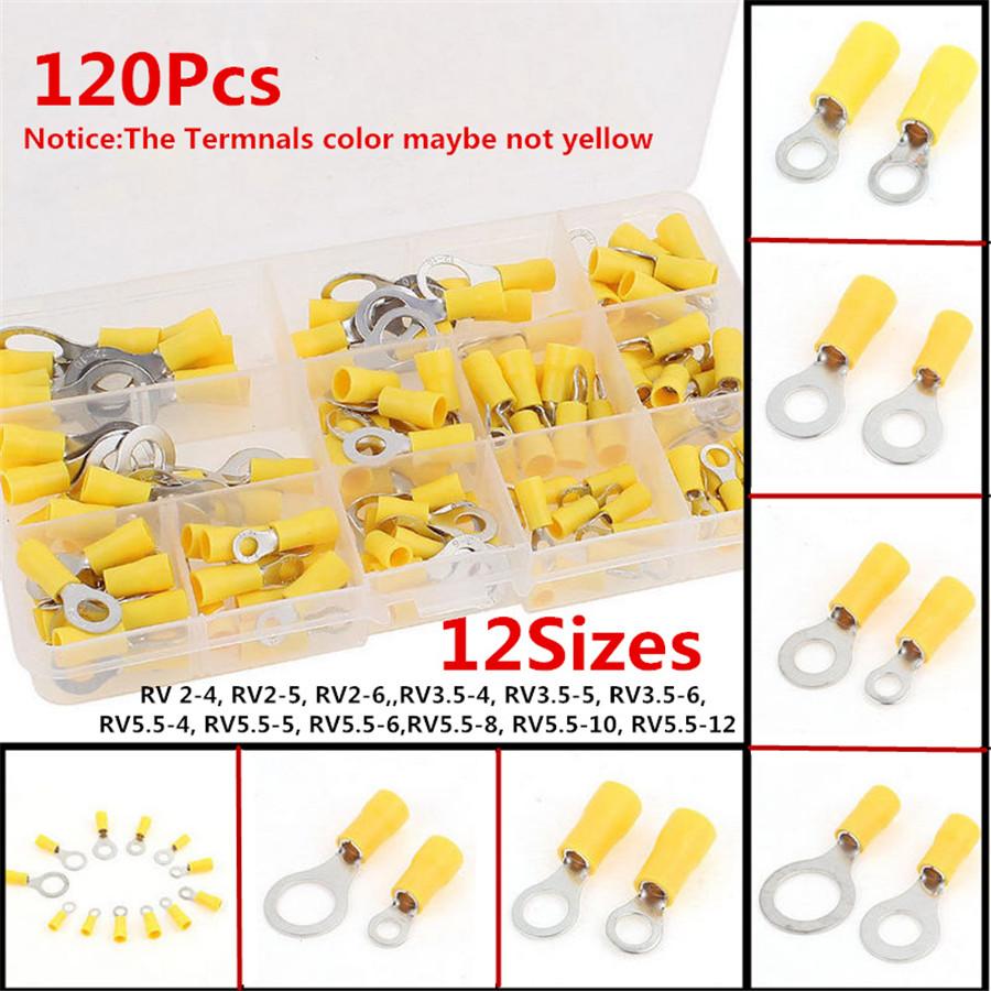 

120 шт. Ізольовані кільцеві обтискні клеми Електричні з єднувачі для проводки Асортиментний набір