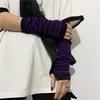 Couple's Korean Style Winter Warm Knitted Woolen Arm Warmers Men and Women Ninja Style Fingerless Gloves Striped Arm Sleeves
