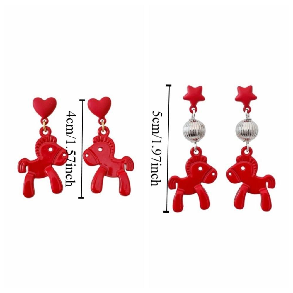 Fashion Jewelry Chinese Style Pony Earrings Heart Star Horse Drop Earrings Gift