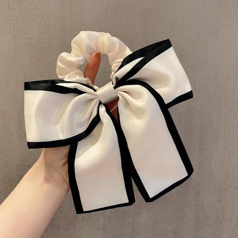 Korean Style Bow Hair Tie for Girls - Elegant Low Ponytail Accessory