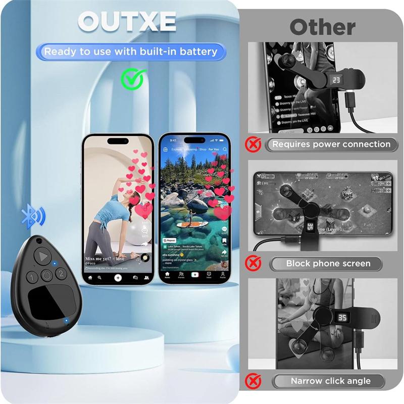Wireless Auto Clicker For Iphone, Bluetooth Phone Screen Tapperfor Hands Free, Silent & Adjustable Speed Finger Clicker