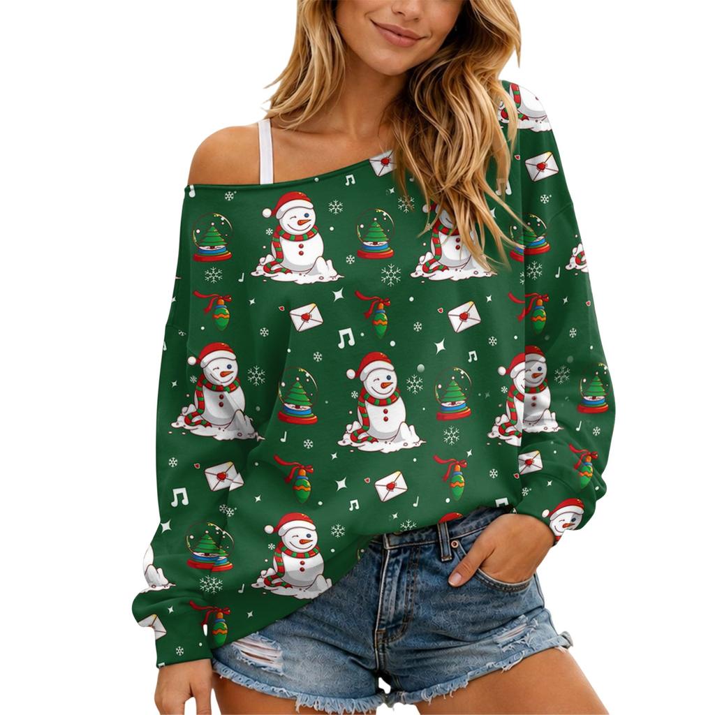 Women's Christmas Long Sleeve Top, Casual Loose Fit Comfortable Holiday Shirt
