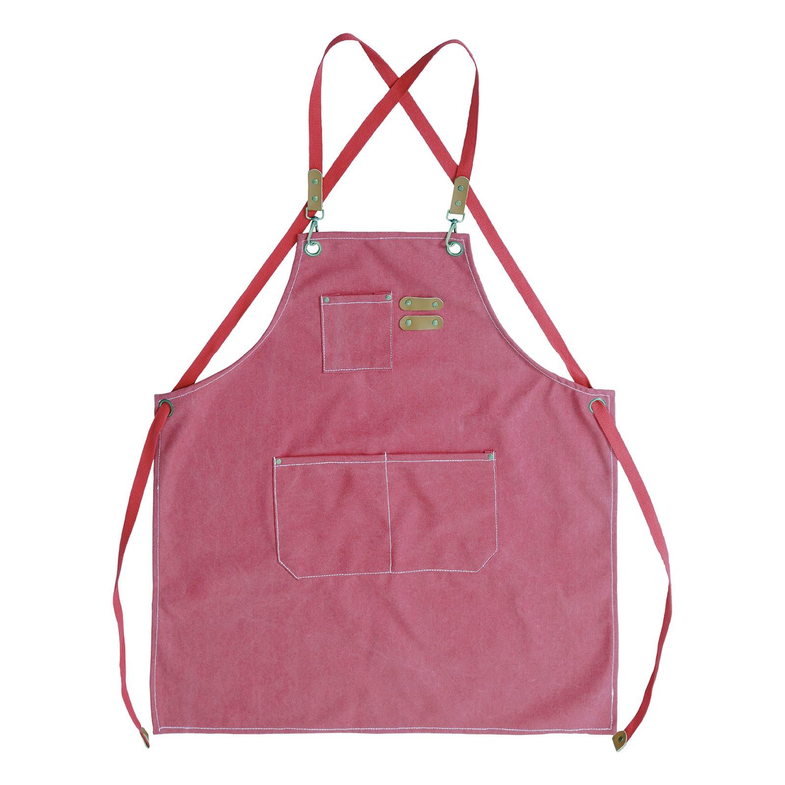 

Толстый холщовый фартук для кухни, кофейни, салона, работы, деревообработки, сада, джинсовые подтяжки, хлопковый фартук One Size розовый