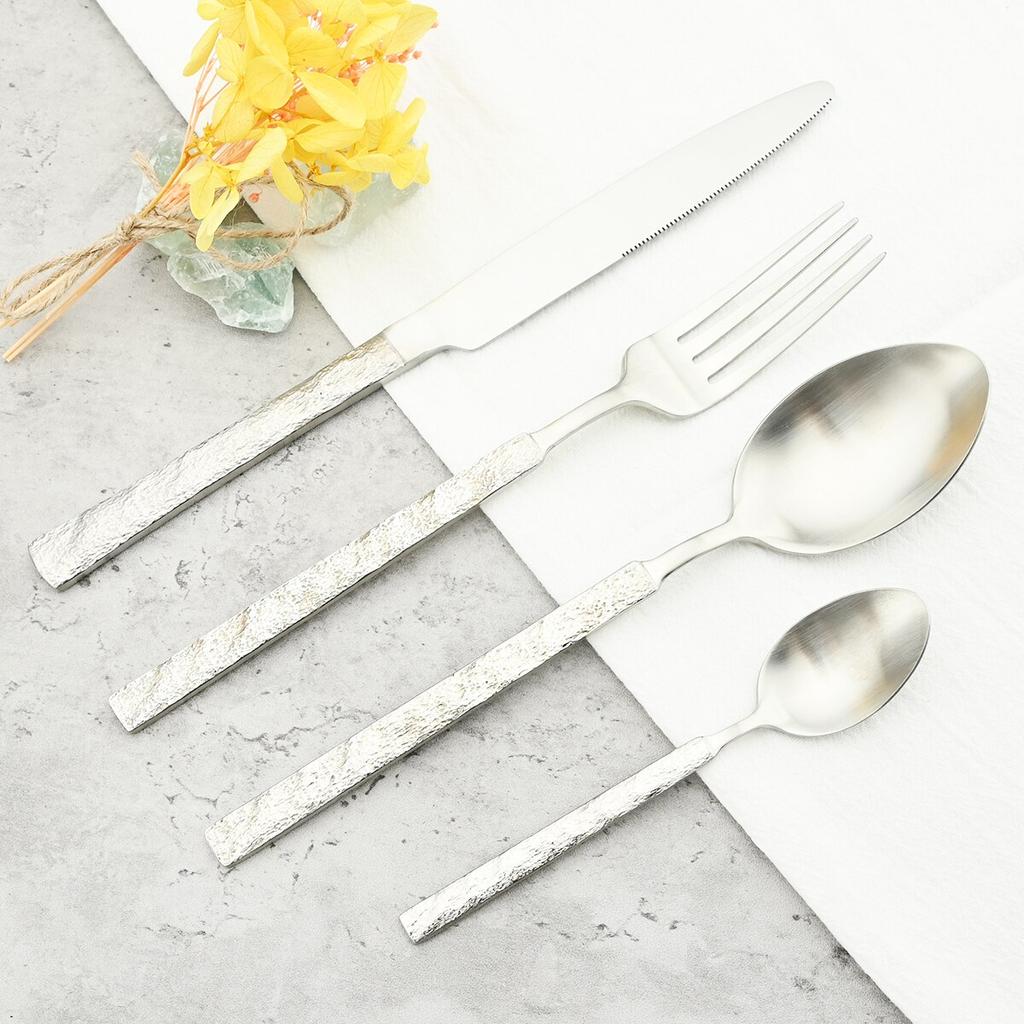 4 Pcs Vintage Knife Fork Coffee Spoon Cutlery Set 304 Stainless Steel Dinnerware Set Dinner Tableware Service For 1 Flatware Home Kitchen Silverware