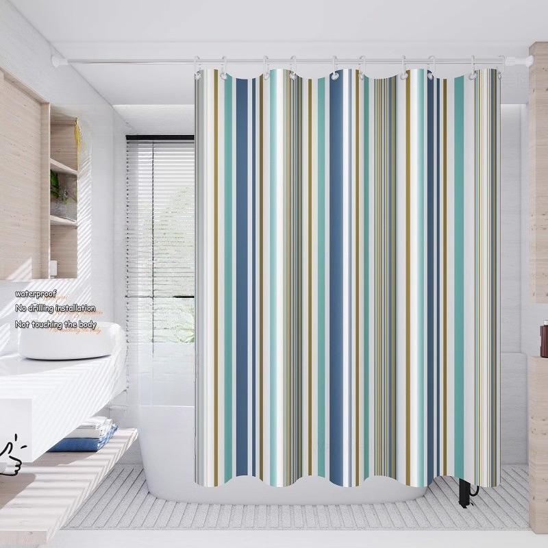 Transparent Waterproof Shower Curtain Bathroom Translucent Partition Curtain Easy Clean Wipe Mildew Proof Curtains with Hooks
