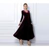 Women's Long Sleeve Velvet Maxi Dress - Elegant V-Neck Autumn Winter Evening Gown