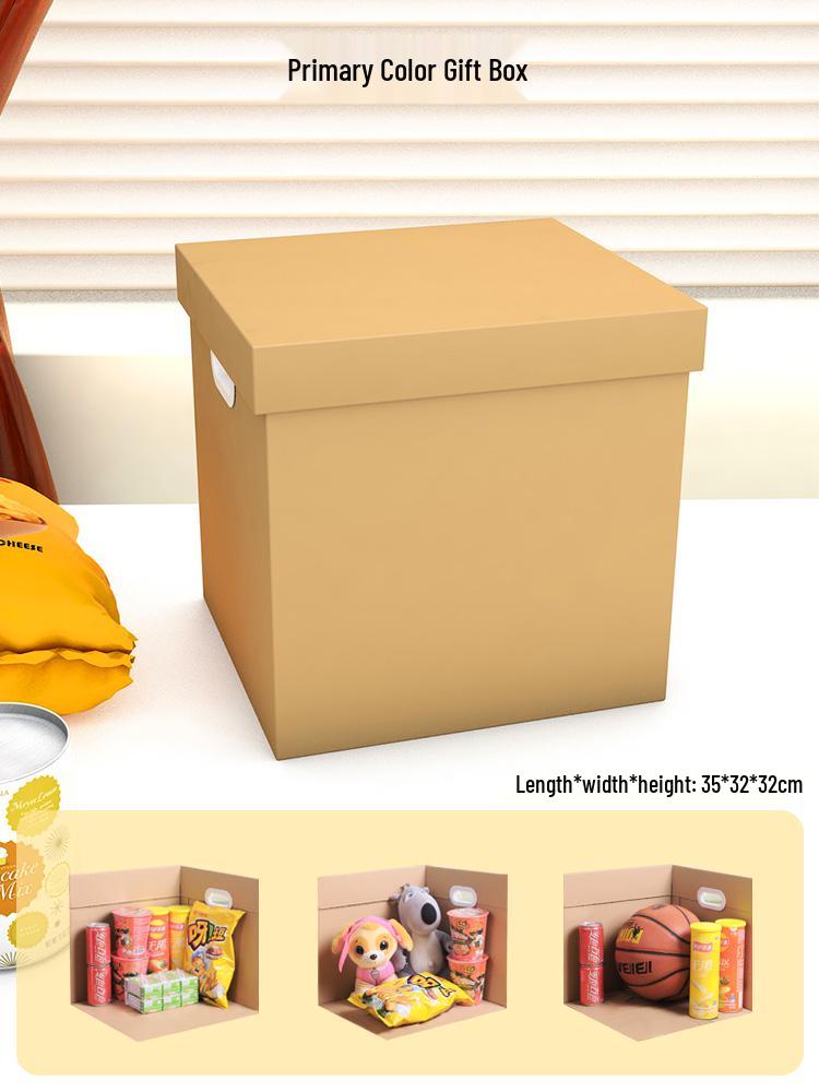 Hand-Painted DIY Cardboard Gift Box - Large Empty Birthday Packaging for Snacks