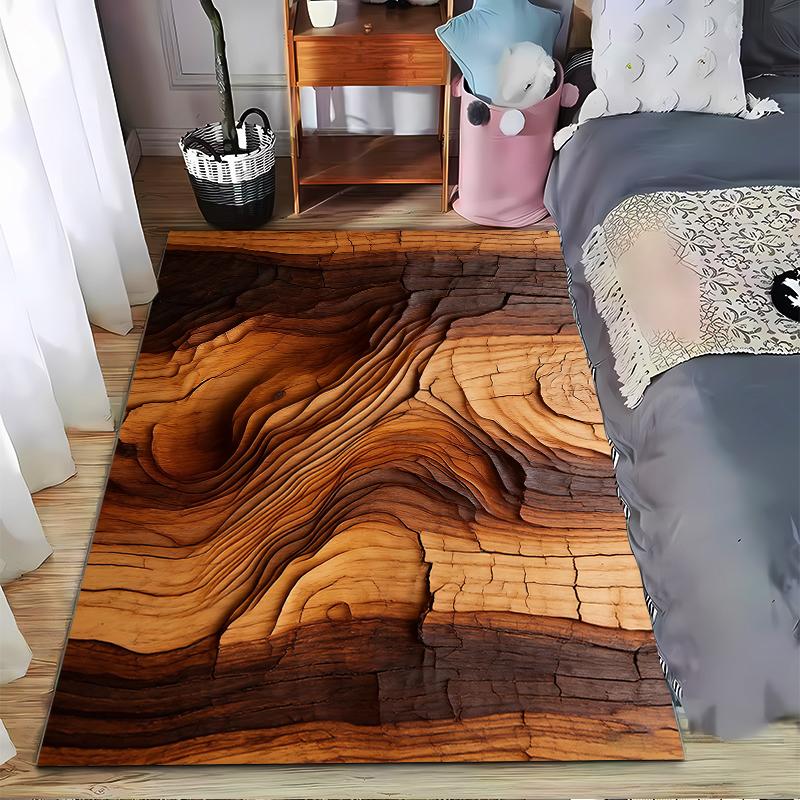 Realistic 3D Wooden Texture Pattern Carpet, Rustic Home Decor Rug Suitable for Use As an Anti-slip for Living Room Bedroom Sofas